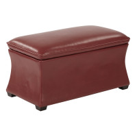 OSP Home Furnishings HG3218-BD22 Hourglass Storage Ottoman in Cranberry Bonded Leather